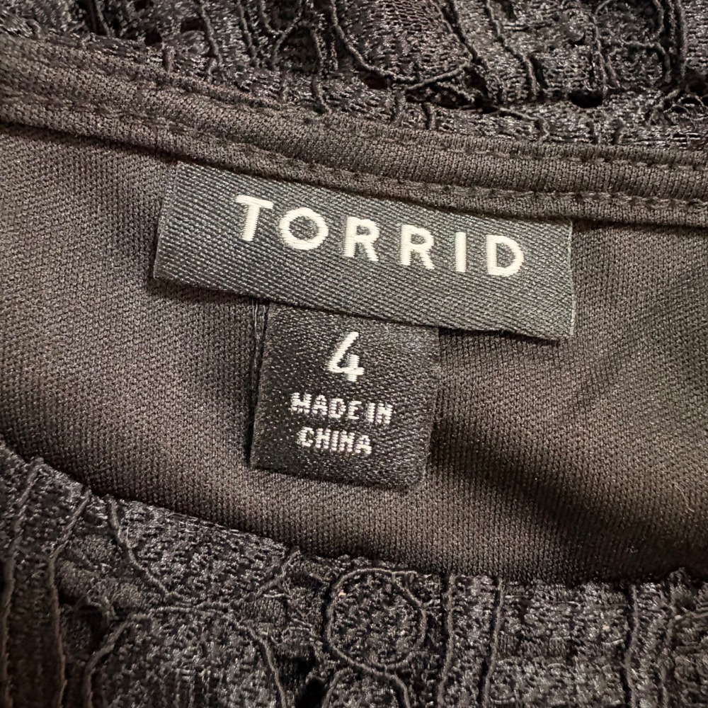 Torrid Lace Dress Women's Black Sleeveless Tiered Ruffle Hem Lined  Plus Size 4 - Picture 7 of 8